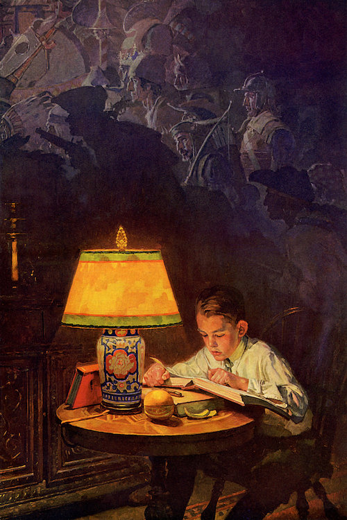boy imagining while reading